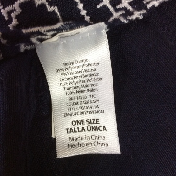 Dark Navy & White embroidered Oblong Scarf! - Picture 5 of 5